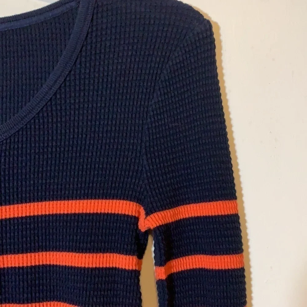 J Crew Cotton Waffle Henley Style Top, XS